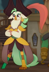 Size: 585x857 | Tagged: safe, screencap, captain celaeno, anthro, g4, my little pony: the movie, amputee, cropped, peg leg, prosthetic leg, prosthetic limb, prosthetics