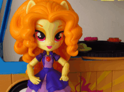 Size: 459x344 | Tagged: safe, artist:whatthehell!?, adagio dazzle, sunset shimmer, fish, equestria girls, g4, animated, clothes, doll, equestria girls minis, eqventures of the minis, food, gif, irl, japanese, outfit, photo, stop motion, sunset sushi, sushi, toy, truck