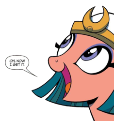 Size: 633x673 | Tagged: safe, artist:brenda hickey, edit, idw, somnambula, pegasus, pony, g4, legends of magic #5, my little pony: legends of magic, spoiler:comic, background removed, bust, cute, female, looking up, mare, open mouth, simple background, smiling, solo, somnambetes, speech bubble, transparent background
