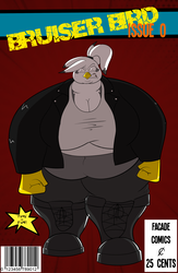Size: 1988x3056 | Tagged: safe, artist:facade, oc, oc only, oc:maria, oc:maria bernard, griffon, bbw, belly, belly button, breasts, cleavage, clothes, comic book, fat, female, impossibly large everything, morbidly obese, obese, solo, superhero