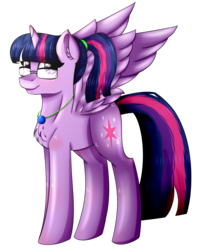 Size: 1056x1329 | Tagged: safe, artist:laurahenriquez15, sci-twi, twilight sparkle, alicorn, pony, g4, chest fluff, female, ponified, sci-twilicorn, simple background, solo, spread wings, transparent background, twilight sparkle (alicorn), wings