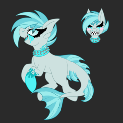 Size: 1500x1500 | Tagged: safe, artist:angei-bites, oc, oc only, oc:ripper, original species, shark pony, choker, female, reference sheet, solo, spiked choker