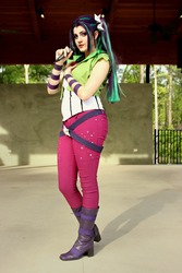 Size: 2200x3300 | Tagged: safe, artist:sarahndipity cosplay, aria blaze, human, equestria girls, g4, my little pony equestria girls: rainbow rocks, clothes, cosplay, costume, female, high res, irl, irl human, microphone, pants, photo, scenery, solo