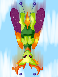 Size: 6000x8000 | Tagged: safe, artist:cynthiaevans, oc, oc only, changedling, changeling, absurd resolution, falling, not thorax, solo, upside down