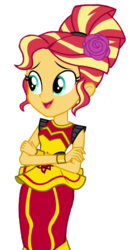 Size: 377x717 | Tagged: safe, edit, edited screencap, screencap, sunset shimmer, equestria girls, equestria girls specials, g4, my little pony equestria girls: dance magic, alternate hairstyle, background removed, bracelet, clothes, cropped, dress, female, flamenco, flamenco dress, flower, flower in hair, not a vector, sunset shimmer flamenco dress