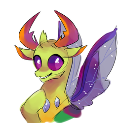 Size: 1590x1621 | Tagged: safe, artist:sfcrazy, thorax, changedling, changeling, g4, hoof on chest, king thorax, male, simple background, smiling, solo, spread wings, white background, wings