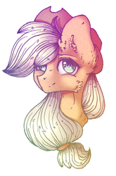 Size: 1825x2773 | Tagged: safe, artist:keksik143, applejack, earth pony, pony, g4, cheek fluff, ear fluff, female, hat, looking at you, mare, ponytail, simple background, smiling, solo, white background