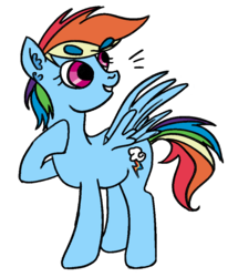 Size: 800x973 | Tagged: safe, artist:faience, rainbow dash, pegasus, pony, g4, ear fluff, female, hoof on chest, mare, raised hoof, simple background, smiling, solo, spread wings, transparent background, wings
