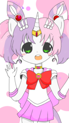 Size: 896x1584 | Tagged: safe, artist:chametzkiwi, sweetie belle, anthro, g4, chibi, clothes, cosplay, costume, female, human facial structure, sailor chibi moon, solo