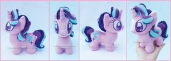 Size: 2054x742 | Tagged: safe, artist:lilmoon, starlight glimmer, human, pony, unicorn, g4, chibi, cute, cutie mark, female, glimmerbetes, hand, irl, irl human, mare, offscreen character, photo, plushie, solo, toy