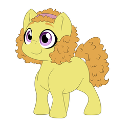 Size: 2804x2753 | Tagged: safe, artist:marukouhai, oc, oc only, oc:ginger gold, earth pony, pony, female, filly, high res, offspring, parent:apple bloom, parent:rumble, parents:rumbloom, simple background, solo, white background