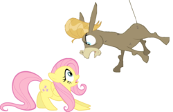 Size: 2212x1429 | Tagged: safe, artist:samueljcollins1990, cranky doodle donkey, fluttershy, g4, angry, shocked, simple background, white background, yelling