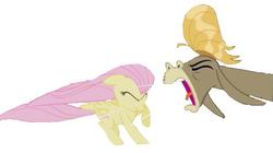 Size: 621x349 | Tagged: safe, artist:samueljcollins1990, cranky doodle donkey, fluttershy, g4, angry, simple background, white background, yelling