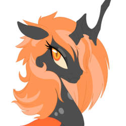 Size: 550x550 | Tagged: safe, artist:snytchell, oc, oc only, oc:aurora void, changeling, bust, changeling oc, female, looking at you, simple background, solo, transparent background