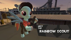 Size: 1360x768 | Tagged: safe, artist:thecrucifieddevil, rainbow dash, g4, 3d, crossover, gun, rainbow scout, scattergun, scout (tf2), team fortress 2, weapon