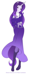 Size: 1346x3252 | Tagged: safe, artist:pyrus-leonidas, oc, oc only, oc:amethyst, anthro, plantigrade anthro, clothes, daughter, dress, female, offspring, parent:rarity, simple background, solo, transparent background