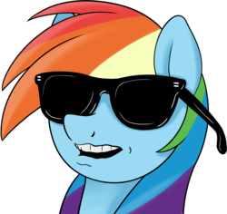 Size: 2061x1945 | Tagged: safe, artist:coinpo, rainbow dash, g4, bust, cool, female, simple background, solo, sunglasses, teeth, transparent background