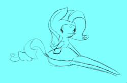 Size: 970x636 | Tagged: safe, artist:tinny-butts, rarity, g4, butt, on side, plot, sketch