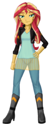 Size: 1788x4047 | Tagged: safe, alternate version, artist:artemis-polara, sunset shimmer, equestria girls, g4, boots, clothes, female, high heel boots, high res, jacket, leather jacket, leggings, shoes, simple background, solo, transparent background