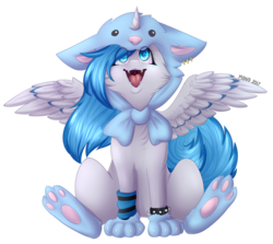 Size: 1510x1345 | Tagged: safe, artist:monogy, oc, oc only, alicorn, pony, alicorn oc, clothes, commission, costume, fangs, female, mare, open mouth, simple background, smiling, solo, transparent background