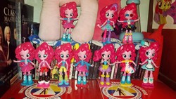 Size: 1536x864 | Tagged: safe, pinkie pie, equestria girls, g4, collection, doll, equestria girls minis, eqventures of the minis, female, irl, multeity, photo, too much pink energy is dangerous, toy