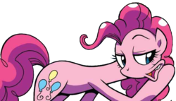 Size: 636x364 | Tagged: safe, artist:brenda hickey, edit, idw, pinkie pie, earth pony, pony, g4, my little pony: legends of magic, spoiler:comic, background removed, cartoon physics, female, simple background, solo, transparent background