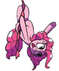 Size: 274x327 | Tagged: safe, artist:brendahickey, edit, idw, pinkie pie, earth pony, pony, g4, legends of magic, spoiler:comic, background removed, female, simple background, solo, transparent background, upside down