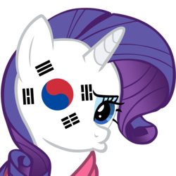 Size: 1773x1773 | Tagged: safe, rarity, g4, female, flag, not salmon, simple background, solo, south korea, transparent background, wat