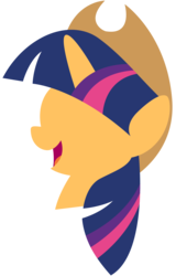 Size: 1600x2500 | Tagged: safe, artist:caliazian, applejack, twilight sparkle, pony, unicorn, g4, bust, cowboy hat, female, hat, horn, lesbian, lineless, mare, open mouth, portrait, ship:twijack, shipping, simple, simple background, solo, stetson, transparent background