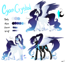 Size: 3081x2953 | Tagged: safe, artist:monogy, oc, oc only, oc:cyan crystal, pegasus, pony, female, high res, mare, reference sheet, solo