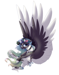 Size: 3432x4389 | Tagged: safe, artist:crazllana, oc, oc only, oc:rye, pegasus, pony, female, floral head wreath, flower, high res, mare, simple background, solo, transparent background