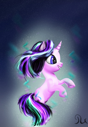 Size: 1389x2000 | Tagged: safe, artist:reflex-pony, starlight glimmer, pony, unicorn, g4, female, rearing, smiling, solo