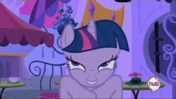 Size: 1366x768 | Tagged: safe, screencap, twilight sparkle, a canterlot wedding, g4, female, hub logo, out of context, solo