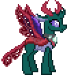 Size: 98x110 | Tagged: safe, artist:botchan-mlp, pharynx, changedling, changeling, g4, to change a changeling, animated, blinking, concave belly, cute, desktop ponies, gif, male, pharybetes, pixel art, prince pharynx, simple background, solo, spread wings, sprite, standing, transparent background, wings