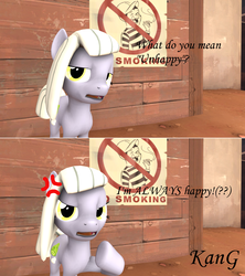 Size: 1920x2164 | Tagged: safe, artist:kmg0047, limestone pie, pony, 3d, ask, blatant lies, cross-popping veins, female, solo, tumblr