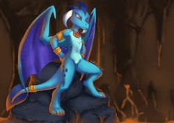 Size: 1528x1080 | Tagged: dead source, safe, artist:gabbslines, princess ember, dragon, g4, dragon lord ember, dragoness, female, solo