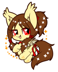 Size: 1024x1273 | Tagged: safe, artist:snow angel, oc, oc only, oc:noctalia, bat pony, chibi, heart eyes, looking at you, open mouth, red eyes, simple background, solo, transparent background, wingding eyes