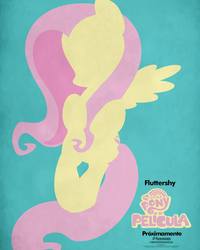 Size: 1638x2048 | Tagged: safe, fluttershy, pony, g4, my little pony: the movie, female, my little pony logo, poster, solo, spanish