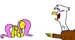 Size: 1214x648 | Tagged: safe, artist:samueljcollins1990, fluttershy, gilda, griffon, g4, crying, laughing