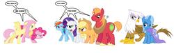 Size: 2684x832 | Tagged: safe, artist:samueljcollins1990, applejack, big macintosh, fluttershy, gilda, pinkie pie, rainbow dash, rarity, trixie, griffon, g4, angry, argument