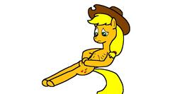 Size: 1214x648 | Tagged: safe, artist:samueljcollins1990, applejack, g4, anorexic, cowboy hat, hat, skinny, starving, stetson, thin