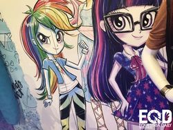 Size: 1333x1000 | Tagged: safe, artist:ritalux, fluttershy, rainbow dash, sci-twi, twilight sparkle, equestria daily, equestria girls, g4, my little pony equestria girls: better together, official, concept art, eqg promo pose set, glasses, hascon
