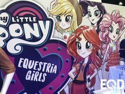 Size: 1333x1000 | Tagged: safe, artist:ritalux, applejack, pinkie pie, rarity, sunset shimmer, equestria daily, equestria girls, g4, my little pony equestria girls: better together, official, equestria girls logo, hascon