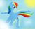 Size: 979x816 | Tagged: safe, artist:azure-quill, rainbow dash, g4, cloud, female, flying, glowing, shading, sky, smiling, solo, sun