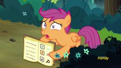 Size: 1920x1080 | Tagged: safe, screencap, scootaloo, pony, campfire tales, g4, book, female, solo