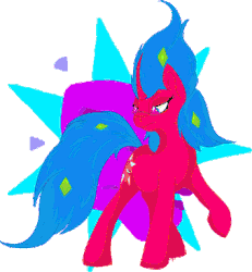Size: 339x367 | Tagged: safe, artist:overlord pony, derpibooru exclusive, oc, oc only, oc:nuclear blossom, pony, unicorn, animated, color cycling, colorful, gif, nonbinary, psychedelic, simple background, solo, transparent background