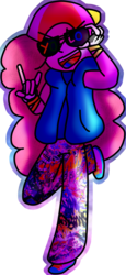 Size: 581x1266 | Tagged: safe, artist:the-75th-hunger-game, pinkie pie, equestria girls, g4, backwards ballcap, baseball cap, bracelet, cap, clothes, devil horn (gesture), dippy fresh, dramatic lighting, female, galaxy, hat, jewelry, neon, open mouth, pants, shirt, shoes, simple background, sneakers, solo, sunglasses, sweatpants, t-shirt, transparent background, underfresh, undertale, vest, yolo