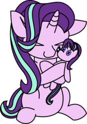 Size: 307x438 | Tagged: artist needed, safe, starlight glimmer, pony, unicorn, g4, cute, doll, eyes closed, female, glimmerbetes, hug, plushie, simple background, smiling, solo, toy, transparent background