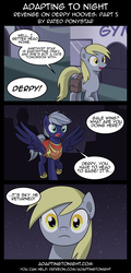 Size: 960x2000 | Tagged: safe, artist:terminuslucis, derpy hooves, oc, oc:gale wing, pegasus, pony, comic:adapting to night, comic:adapting to night: revenge on derpy hooves, g4, armor, armored pony, comic, dawn knight, gym, hoof shoes, implied amethyst star, implied dinky, implied sparkler, oh crap, oh crap face, saddle bag, this will end in death, this will end in tears, this will end in tears and/or death, this will not end well, underp, wide eyes