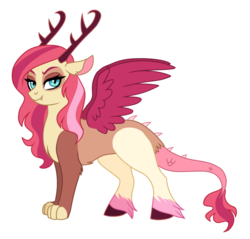 Size: 900x861 | Tagged: safe, artist:cascayd, oc, oc only, oc:jinx, hybrid, interspecies offspring, offspring, parent:discord, parent:fluttershy, parents:discoshy, solo